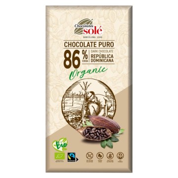 Xocolata negra 86% ecològica 100 g de Chocolates Solé - Ecoalimentaria