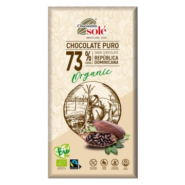 Chocolate negro 73% ecológico 100 g Chocolates Solé - Ecoalimentaria