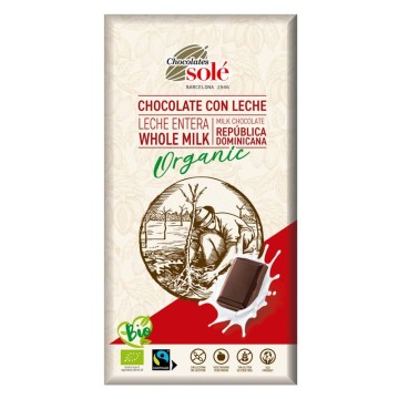 Chocolate con leche ecológico 100 g Chocolates Solé - Ecoalimentaria