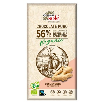 Chocolate negro con jengibre bio 100g Chocolates Solé - Ecoalimentaria