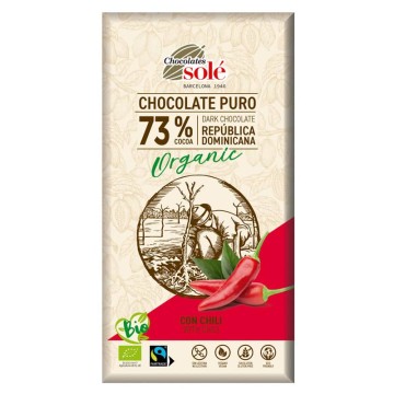 Xocolata negra amb chili bio 100 g Chocolates Solé - Ecoalimentaria